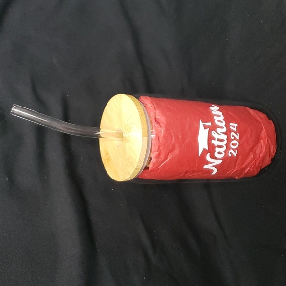 One Personalized Graduation Bamboo Glass Tumbler with Name and Graduation Year - Picture 2 of 4